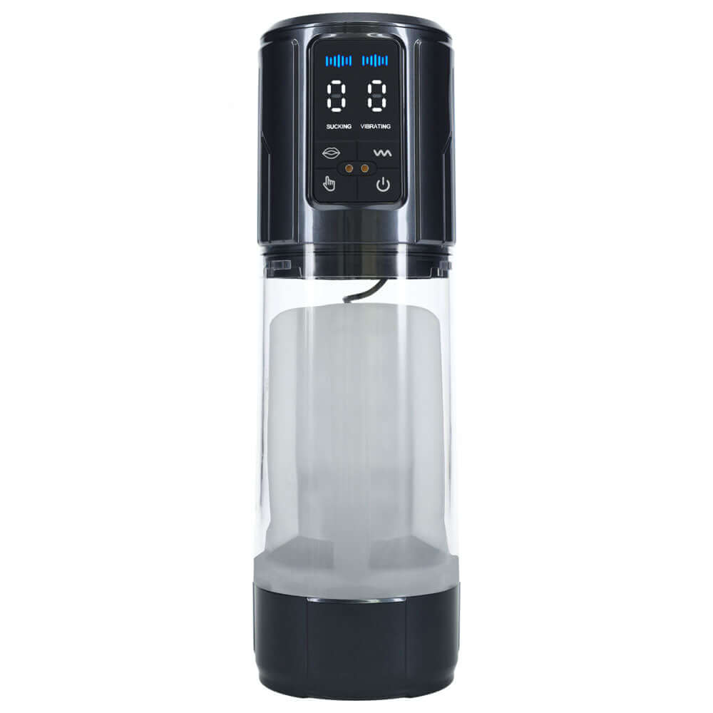PUMPED UltraLift Automatic Masturbator - Gunmetal Grey/Clear USB Rechargeable Auto Masturbator